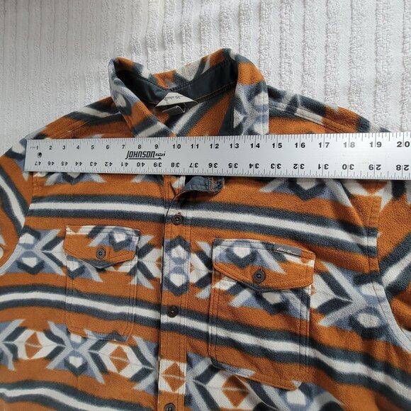 Eddie Bauer Mens XL Aztec Pattern Button-Up Long Sleeve Fleece Shirt Pockets - Picture 5 of 7